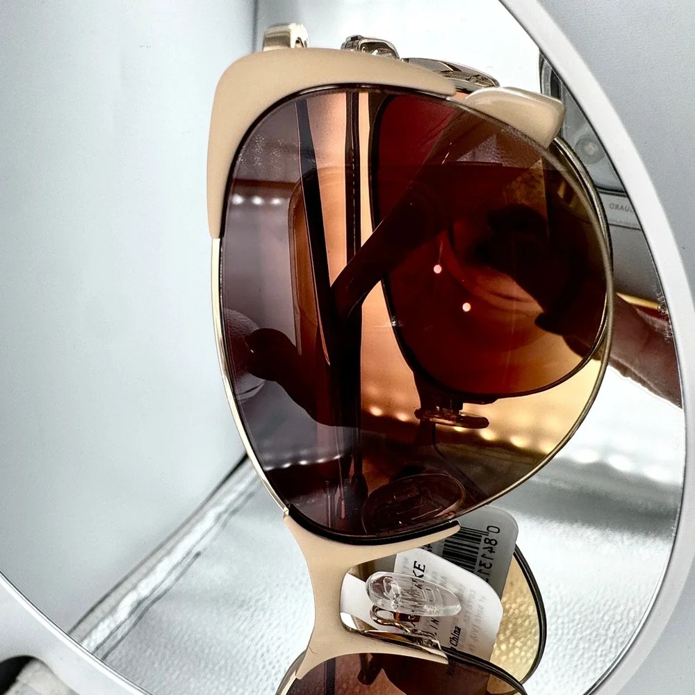 Carolina Lemke Cat Eye Sunglasses Gold Metal Frame Brown Gradient Lens CL3142-01